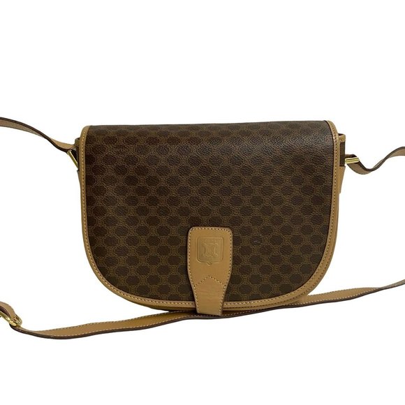 CELINE Vintage Brown Leather Shoulder Bag - Picture 1 of 9